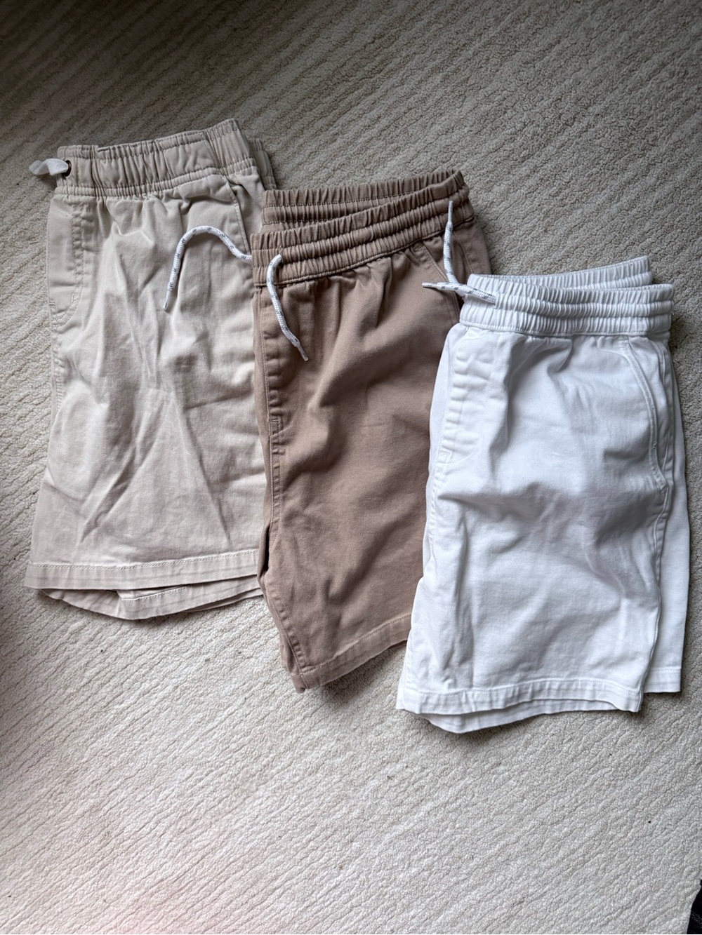 BOYS BUNDLE Drawstring Shorts in khaki , Tan, White